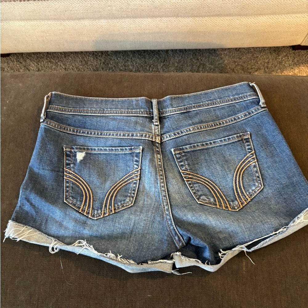Hollister Blue Jean Shorts with Frayed Hem